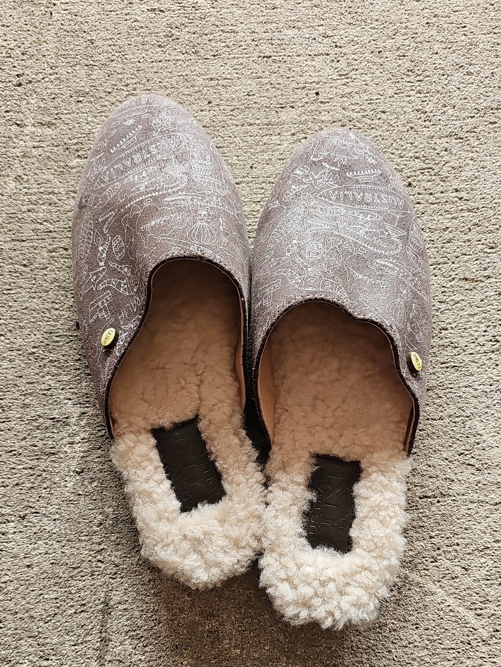 Australia Luxe Collective Taupe Paisley Slip-On Shearling-Lined Slippers